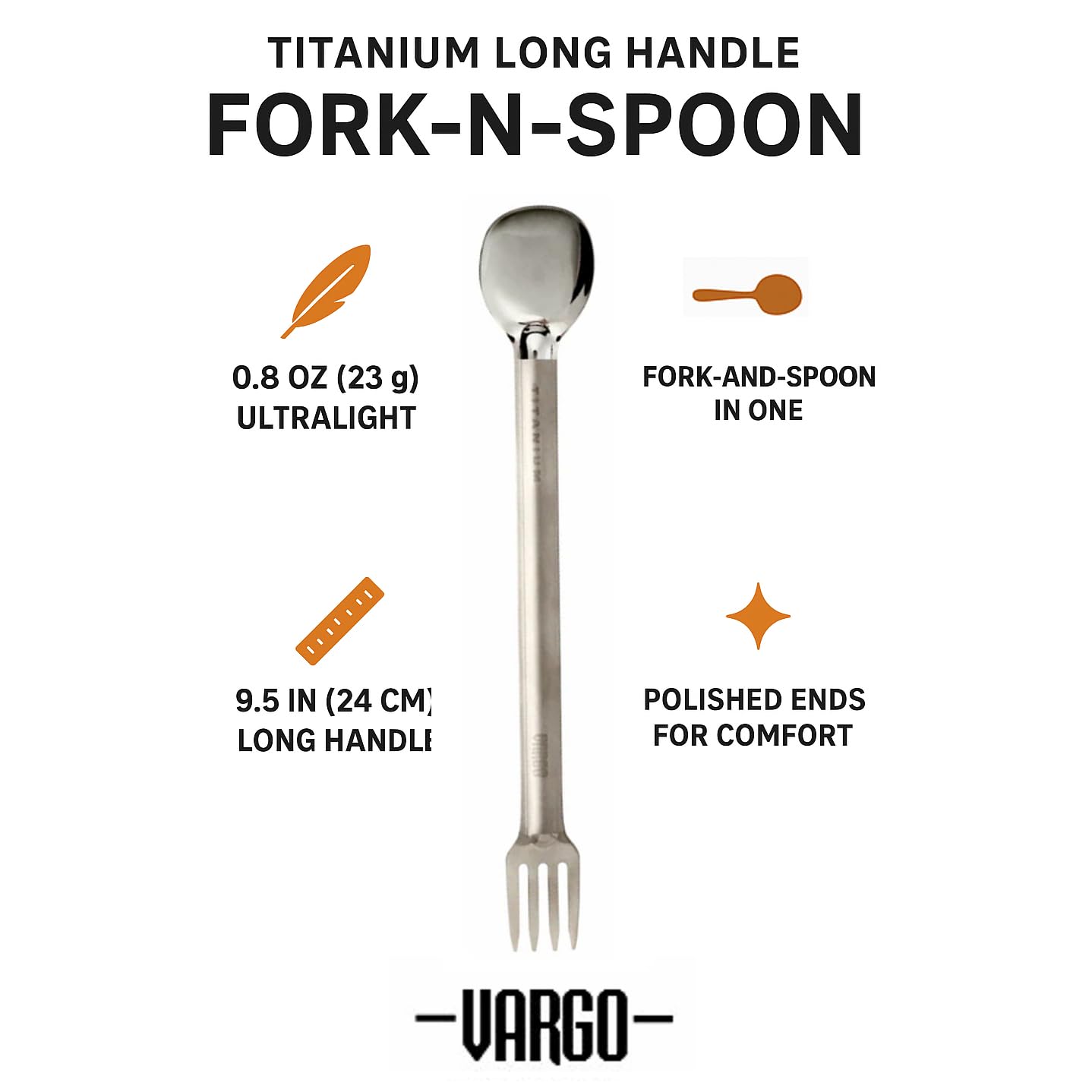 VARGO TITANIUM BOT / スプーン　セット Amazon.com: Vargo Titanium Long Handle Fork-N-Spoon : Sports