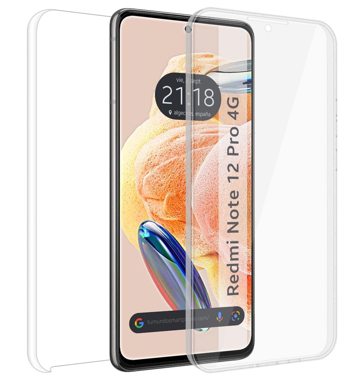 Tumundosmartphone Custodia 360° Per Xiaomi Redmi Note 10/10S – Doppio Strato PC + TPU Trasparente, Full Body