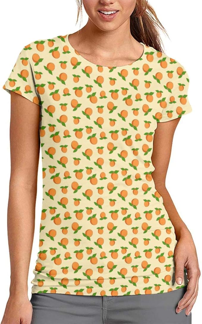 Apricots Sweet Cute Pattern Crewneck Tee Soft Tees Blouse Casual Tank