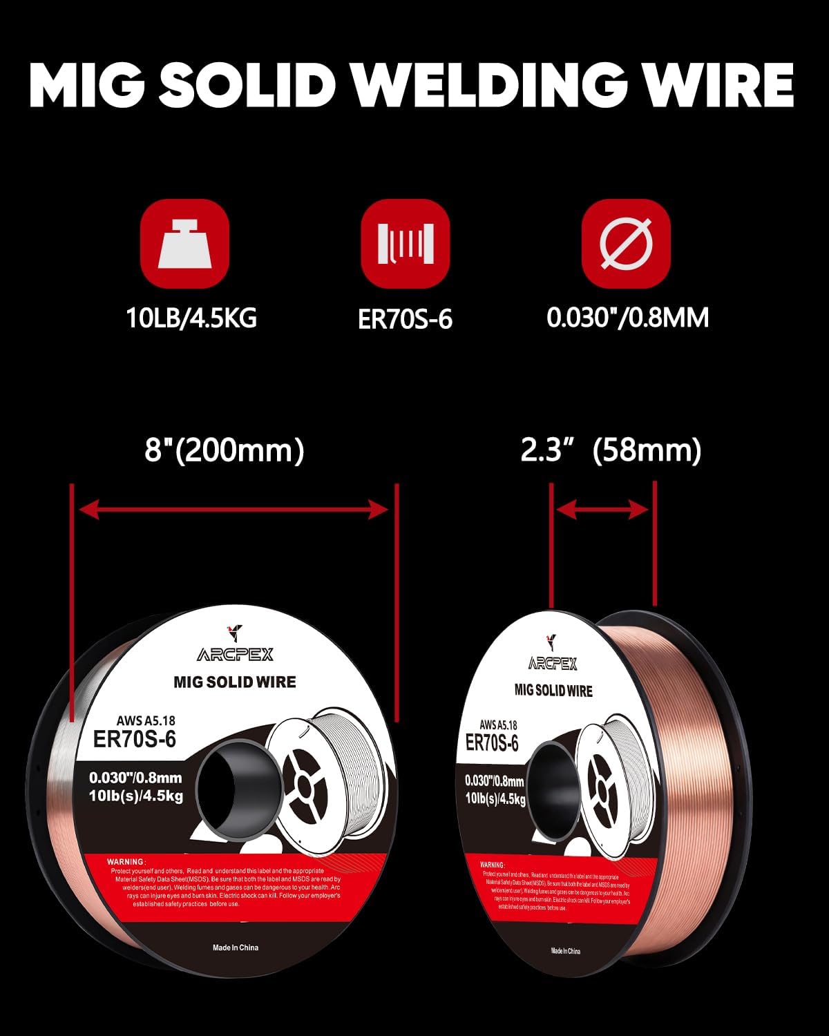 Welding Wire, ER70S-6 .030 MIG Welding Wire 10-Pound Spool Gas Solid Carbon Steel for MIG Welder DIY Home Repair by Hobbyists and Professionals(1 Pack)