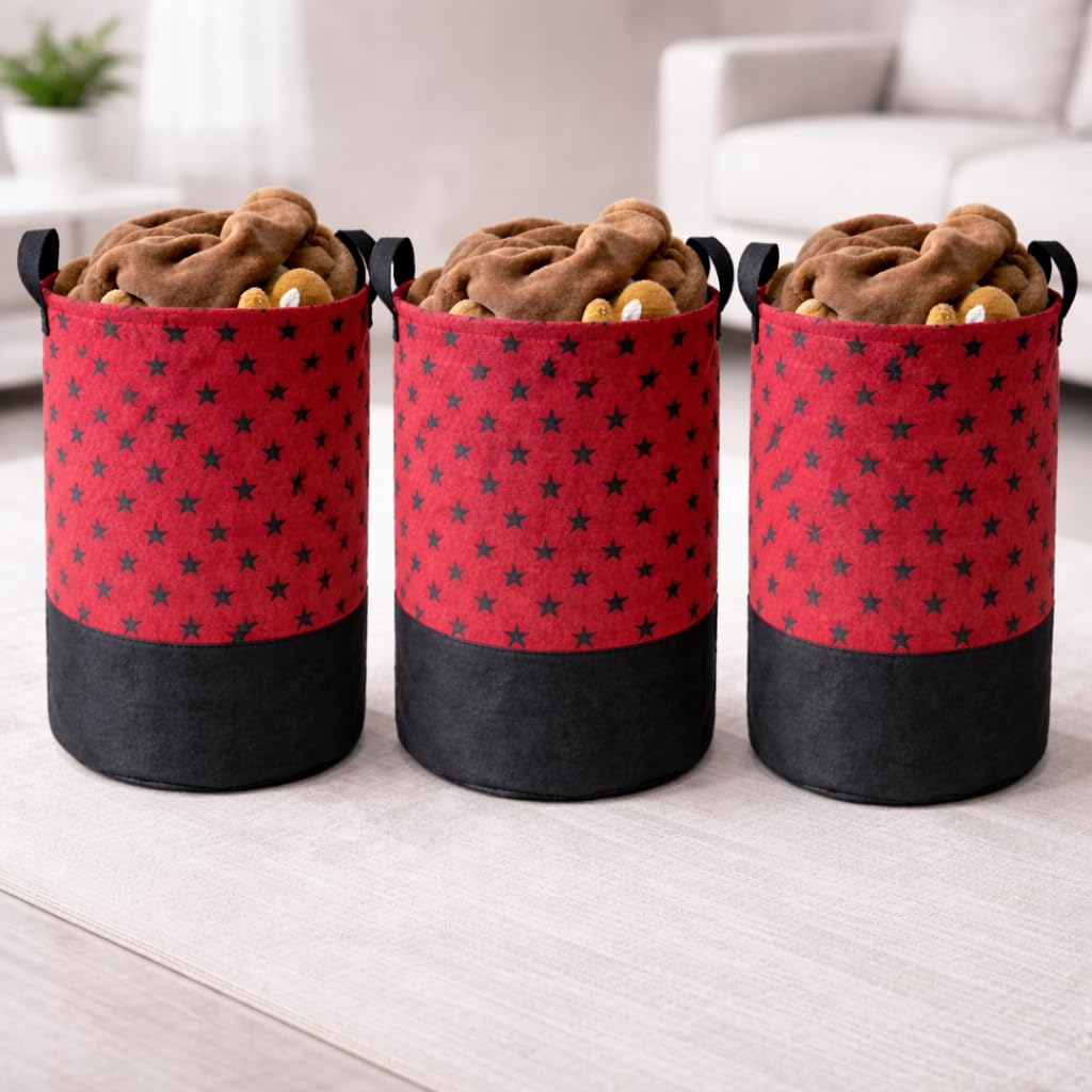 BB BACKBENCHERS Laundry Bag For Clothes/Laundry Basket/Clothes Storage Box/Storage Basket/Storage Bag, 48L, Red Star