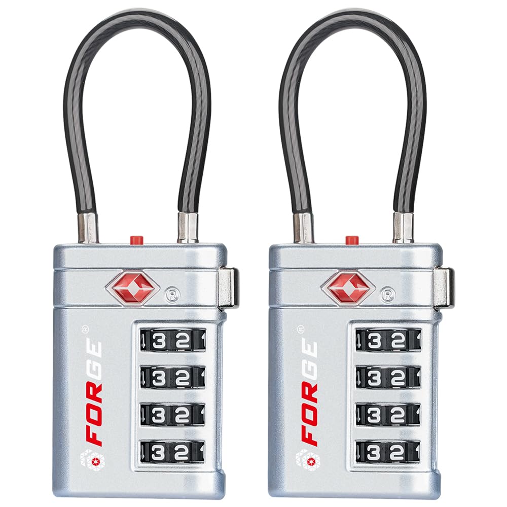 Forge Open Alert TSA Approved Luggage Locks, Black, 2 Pack Locks