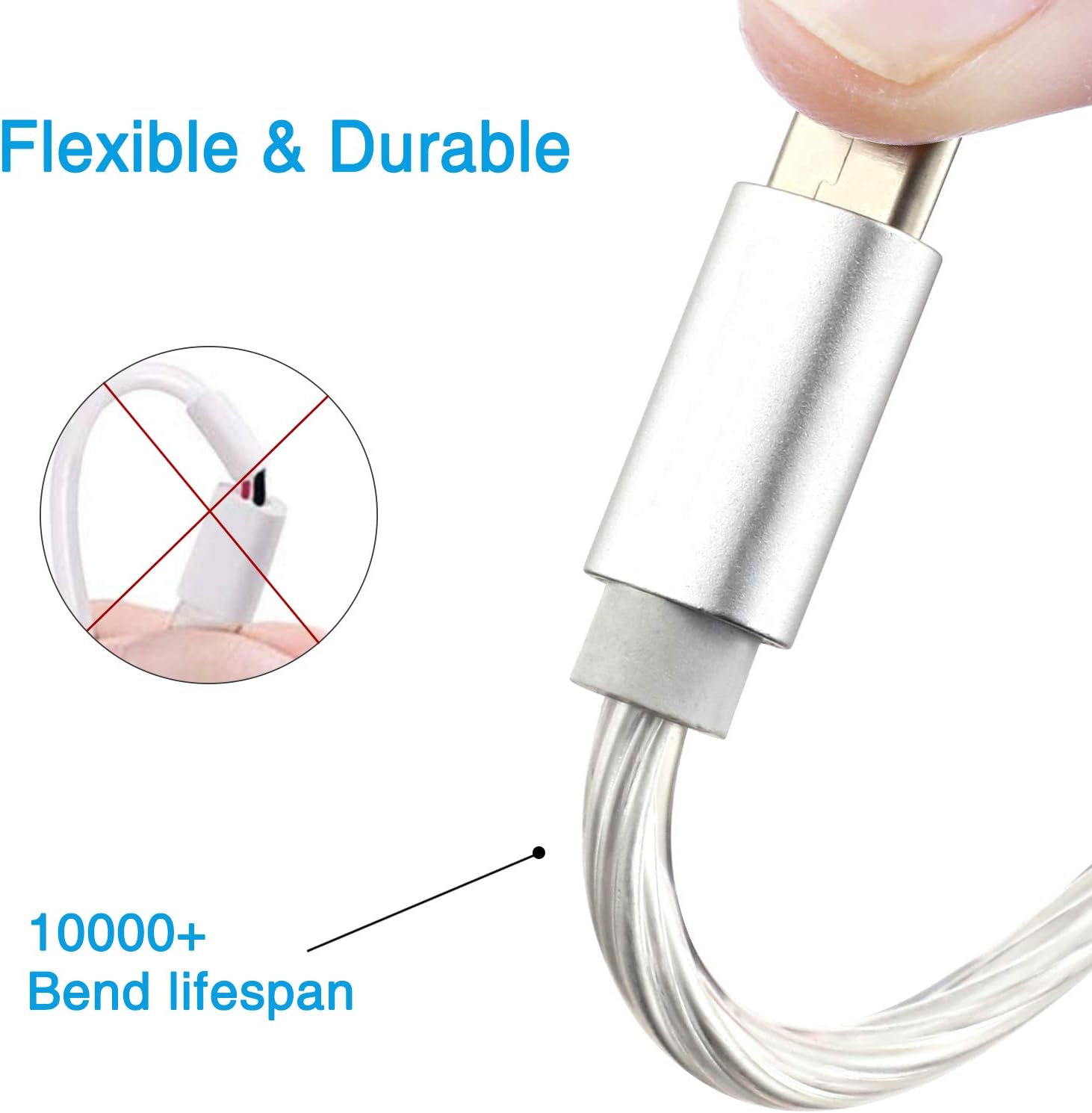 momen iPhone Charging Cord 10ft, LED iPhone Charging Cable Compatible iPhone 12/11/X/8/8 Plus/7 Plus/7/6s/6/iPad/iPod, Visible Flowing LED Charging Cable with Switch Button (Blue Light)
