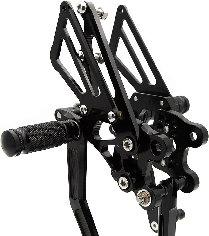 CNC Motorcycle Adjustable Rearsets Foot Pegs Rear Set Footpeg Brake Shift Pedal Compatible with Ninja ZX12R ZX-12R 2000 2001 Black