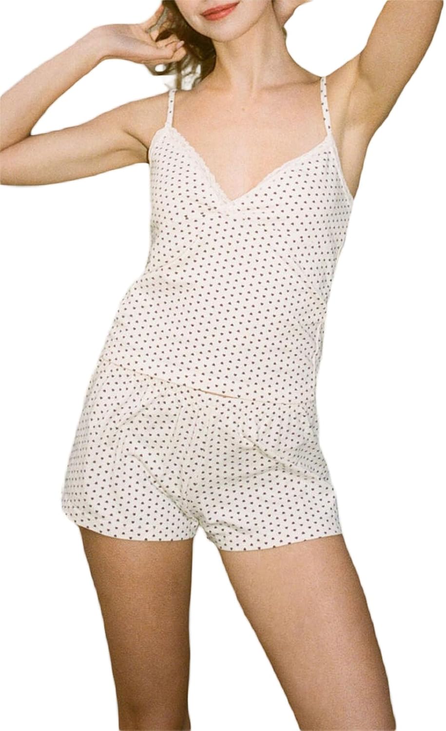 Women's 2 Piece Pajama Sets Matching Short Pj Sets Cami Tank Top with Shorts Lounge Sleep Wear Cute Soft Clothes Set