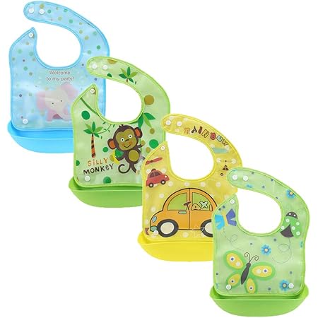Z Chen Lot De 4 Bebe Bavoirs Avec Recuperateur Impermeable 0 36 Mois Amazon Fr Bebe Et Puericulture