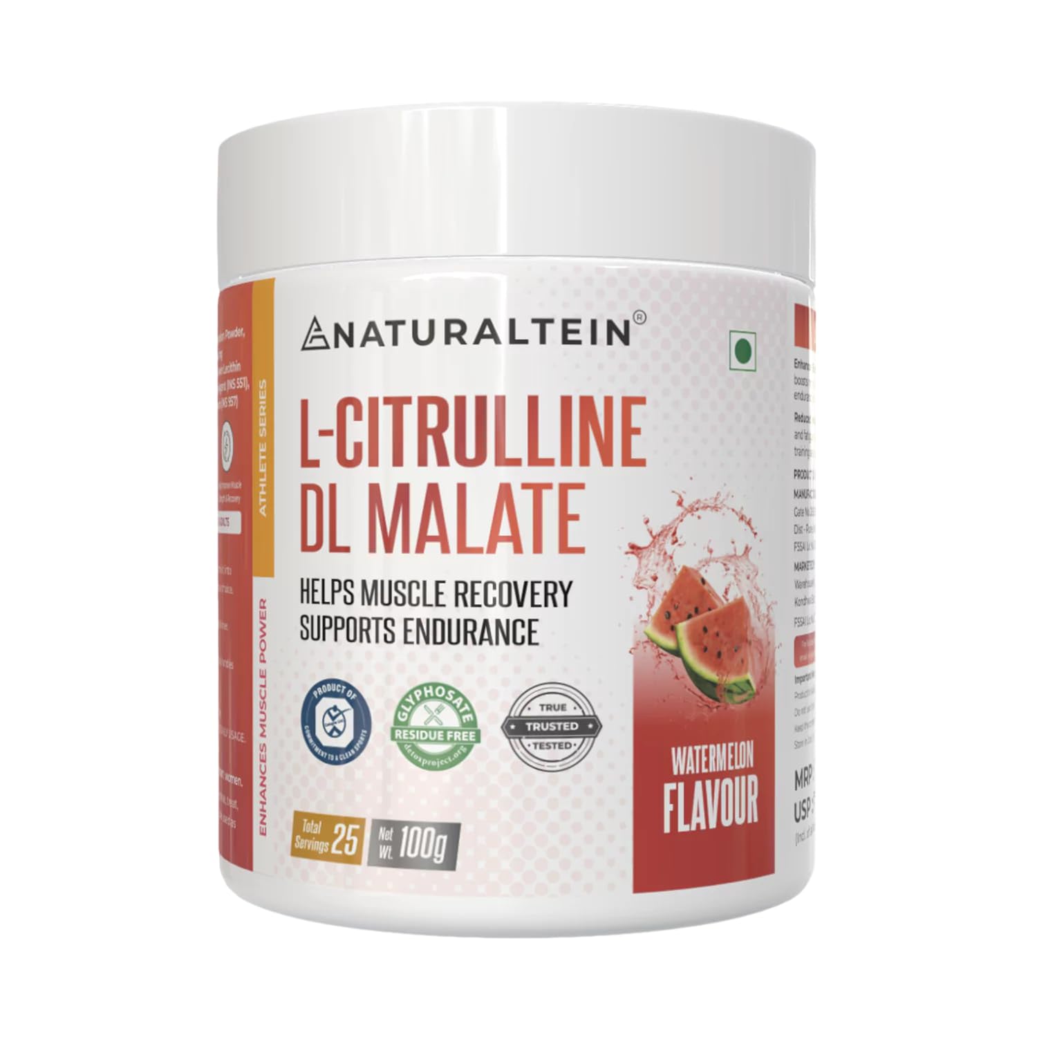 Citrulline Malate 2:1 | Watermelon Flavour | Nitric Oxide Booster for Bigger Pumps & Workout Performance | 100g, 25 Servings | Supports Strength & Endurance