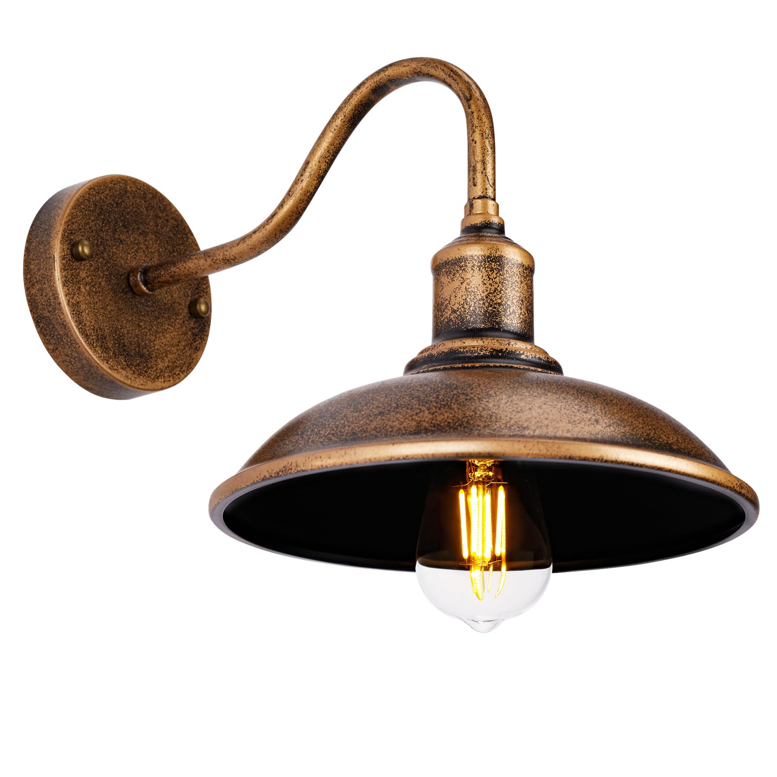 YONGYUAN1Pack Outdoor Wall Sconces, Exterior Farmhouse Gooseneck Barn Light, Vintage Copper Outside Patio Wall Lighting Fixture, Anti-Rust Waterproof Outdoor Light for House Porch Garage Entryway