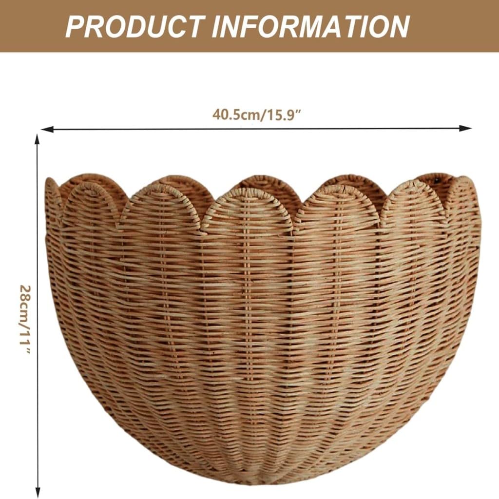 Cesta Colgante Ratán Tejida a Mano para Frutas Solución Pared Rústica
