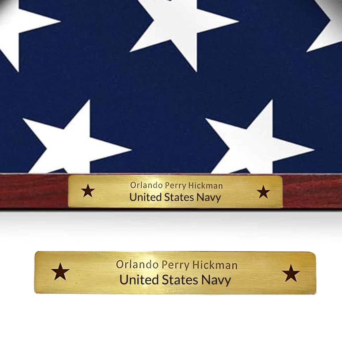 Flag Case Engraved Brass Plate - Veteran Memorial Plaque for Burial Flag Shadow Box 4*0.6 Inch