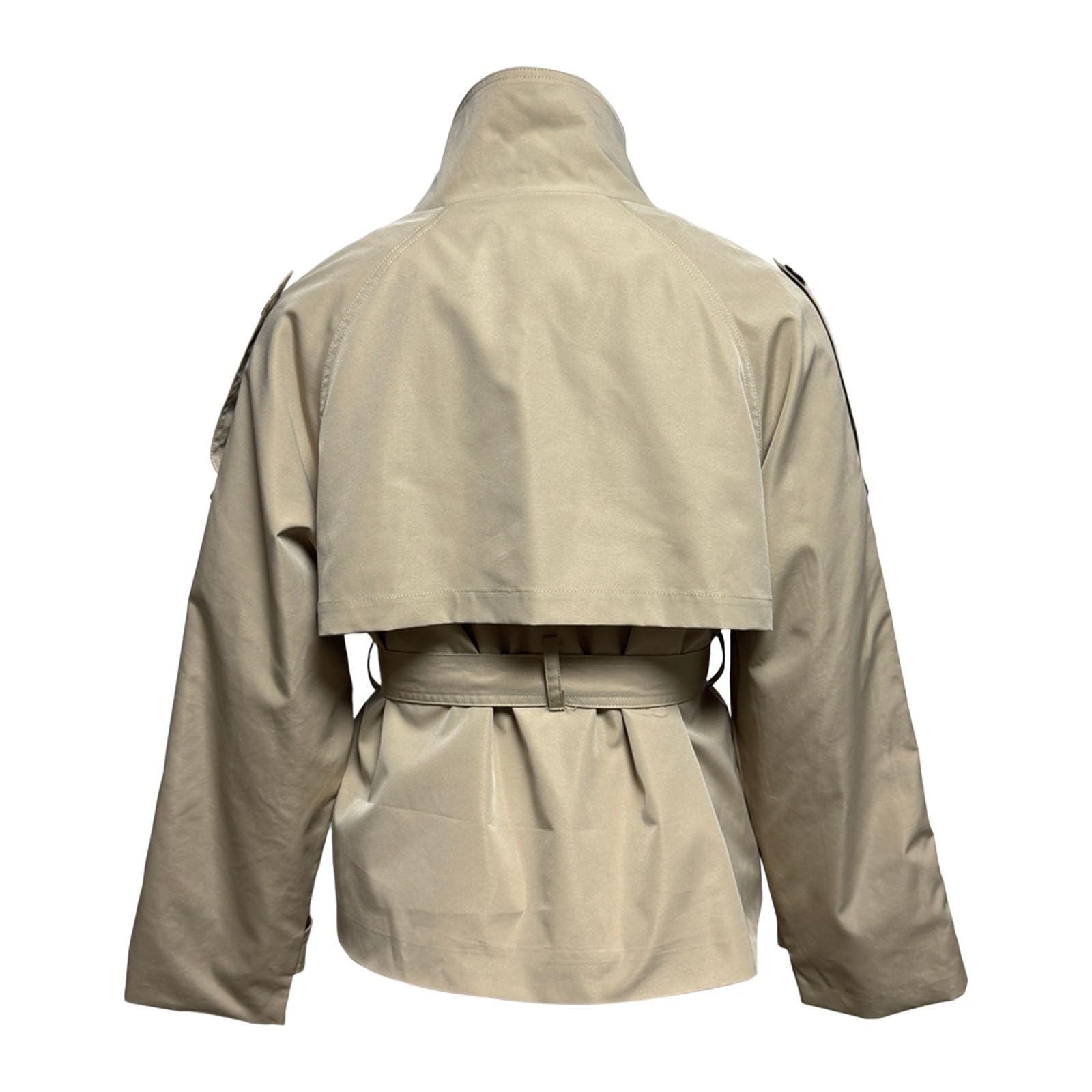 Trenchcoat Damen Kurz Zweireihig Jacke Mit Gürtel Kurzmantel Übergang Windjacke Leicht Mantel Trench Coat Einfarbig Jacken Stehkragen Herbstjacke Casual Übergangsjacke Büromantel