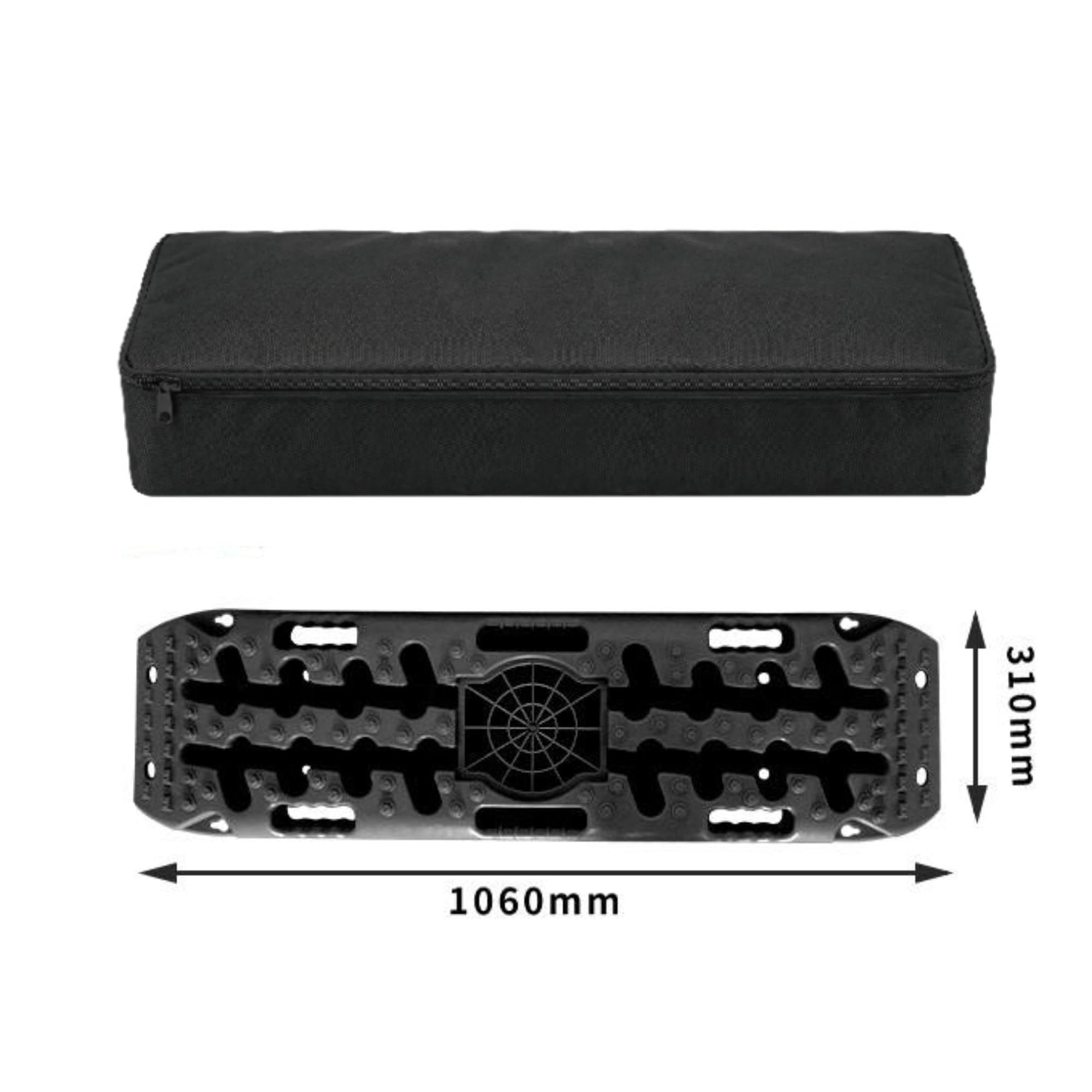 Juego de 2 Planchas de Desatasco 10T Con base para gato jack, Bolsa y soportes para baca incluidos. Offroad 4x4 - Barro, Arena, Nieve o modo pala para despejar camino. 106x31x7cm 10 Toneladas
