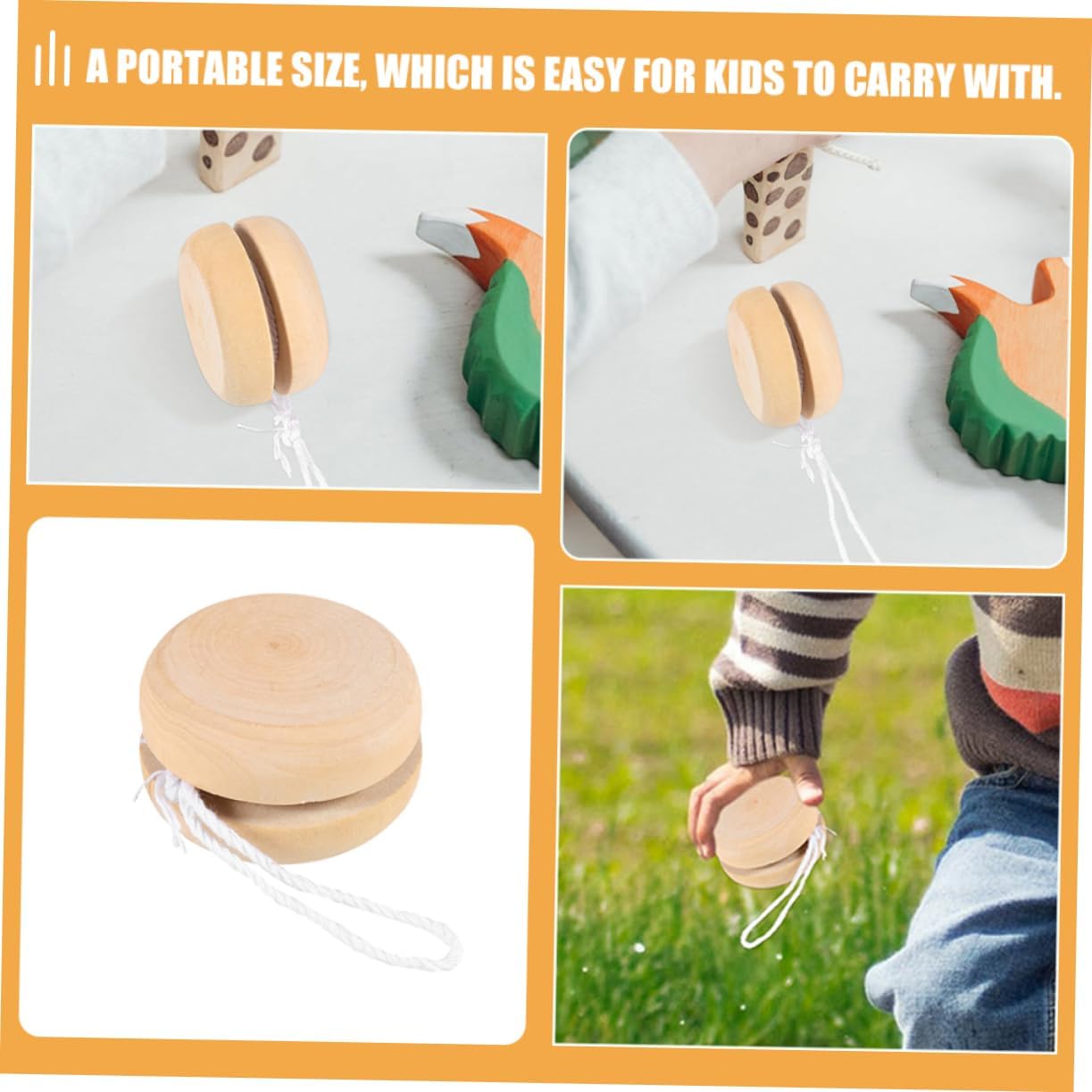 KOMBIUDA 3pcs Wooden Yo-yo Balls Unfinished DIY Graffiti Toys Cognitive Playthings Paintable