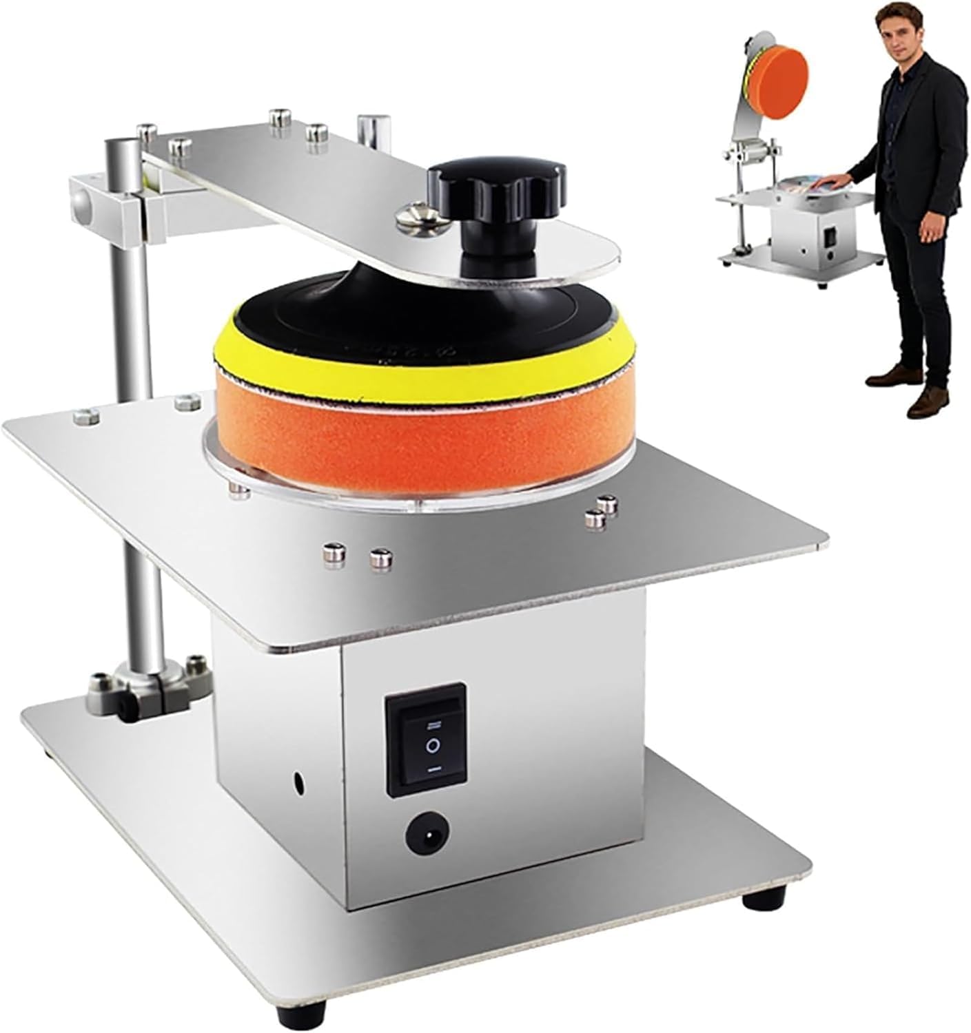 DVD/CD Disc Polishing Machine, Semi-Automatic Disc Repair Cleaning Equipment with 0-6000RPM Adjustable, Forward & Reverse