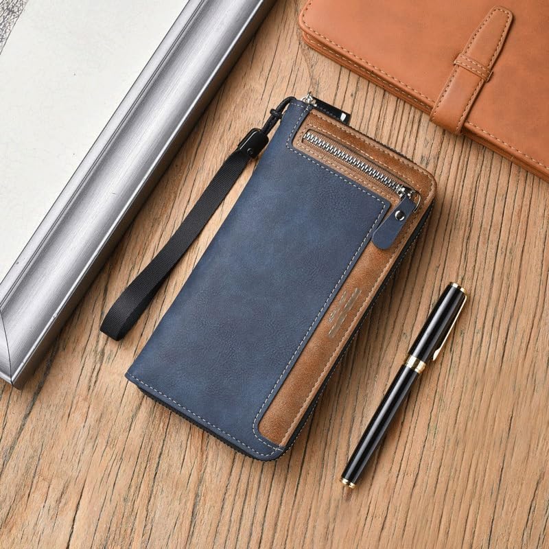 VIDI Pu Leather Long Wallet Men's Zipper Large Capacity