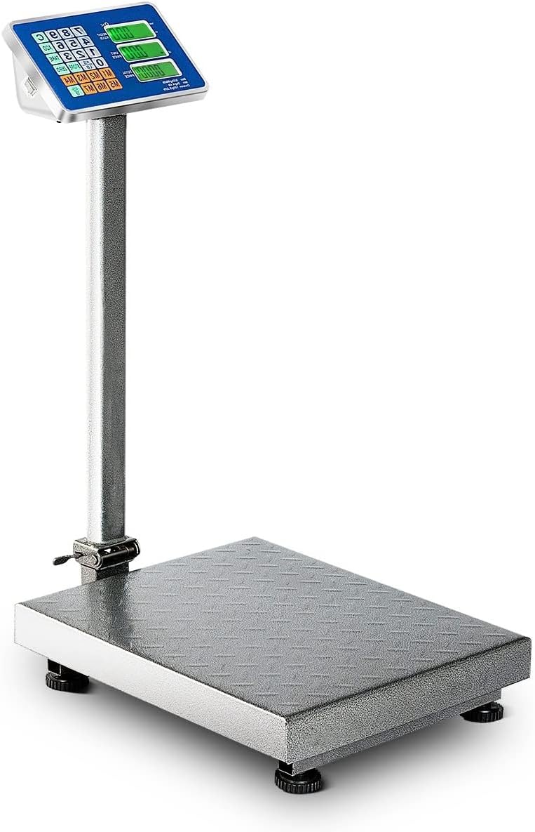 MEDIMALL 660lbs Foldable Electronic Scale, Computing Digital Scale w/LCD Display, AC/DC Power Supply & LB/KG Switchable, Large Floor Platform Scale for Weighing Luggage Mailing Warehouse Shipping