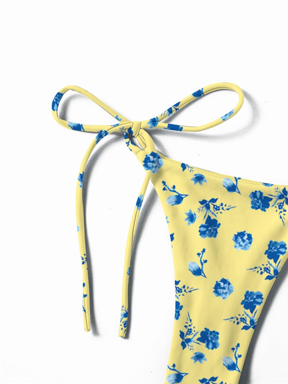 Bikini Mujer Mujeres Floral Corbata Lateral Set Halter Dos Piezas Traje De Baño-Yellow-s