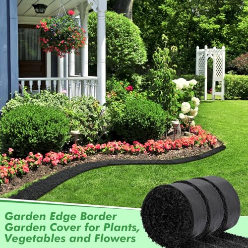image for Pangda 6 Roll Rubber Mulch Mat for Landscaping 120'' x 4.5'' Black Mul