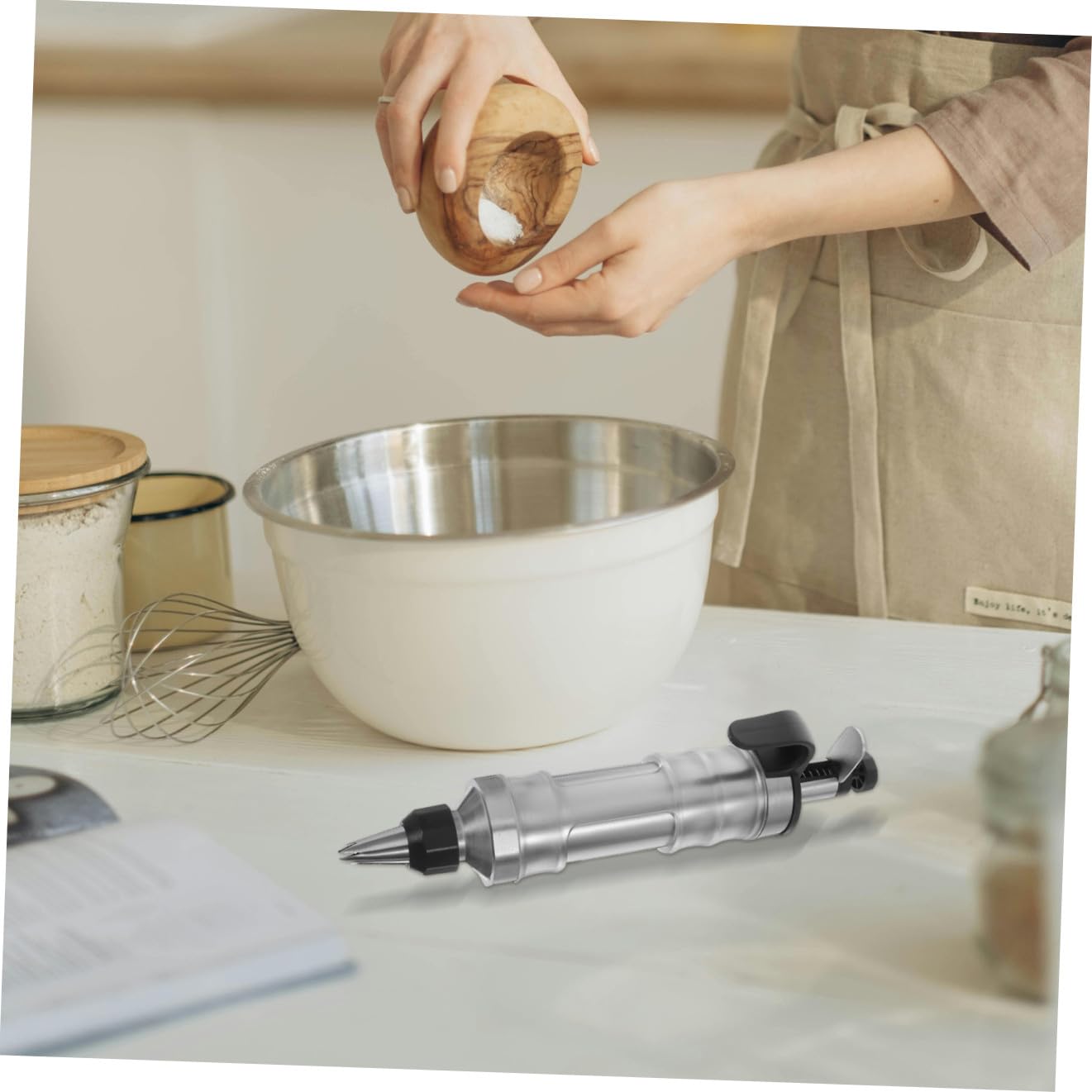 DOITOOL Presse à Biscuits en Acier Inoxydable Multifonctionnelle, Outil de Décoration de Gâteaux, Accessoire de Pâtisserie pour Biscuits et Desserts, Machine à Décorer Facile à Nettoyer,