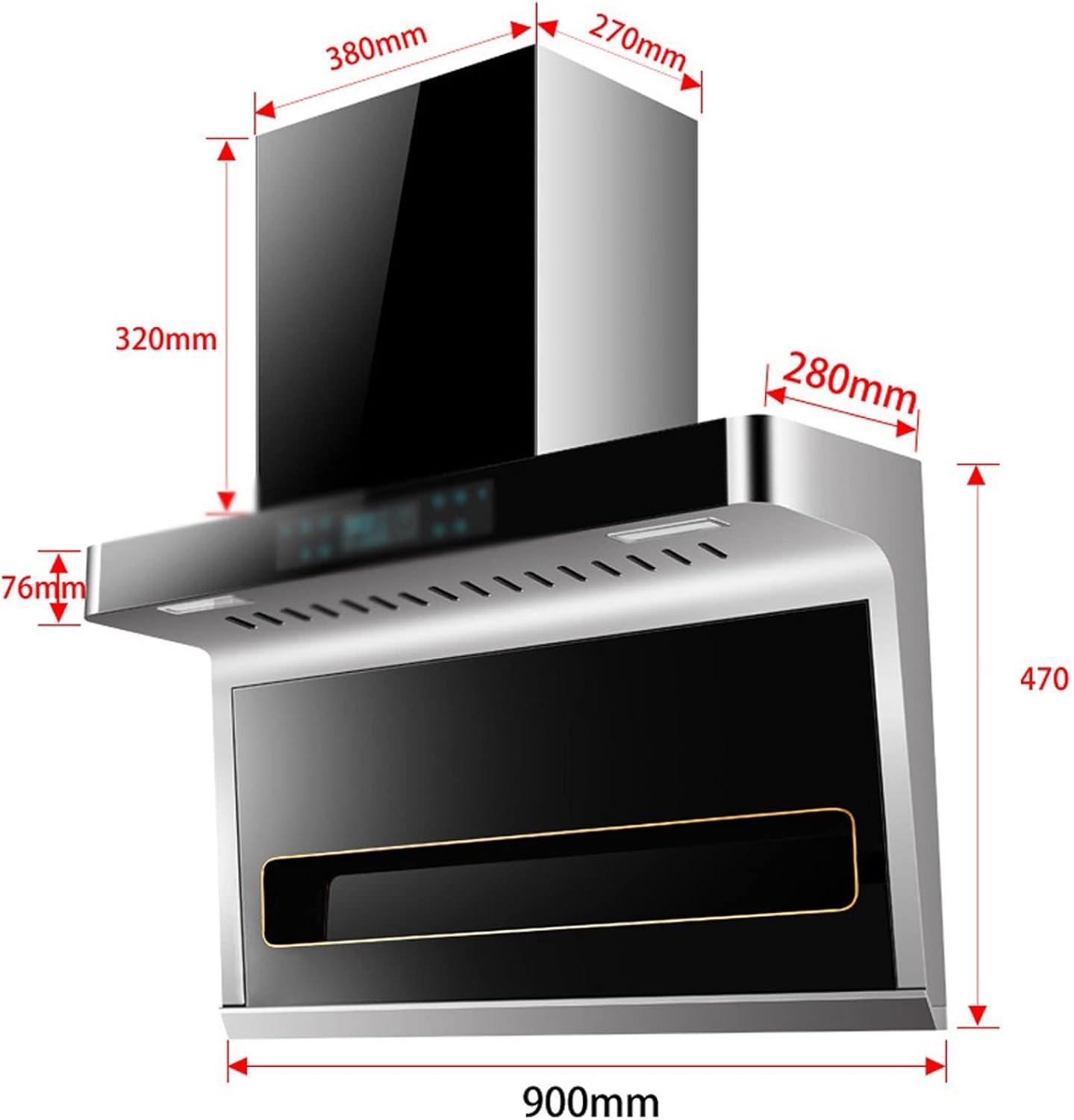 Range Hoods Range Hood for Kitchen Range Hood Large Suction Exhaust Hood Kitchen Extractor Hood Smart Somatosensory Cleaning Built-in Hood