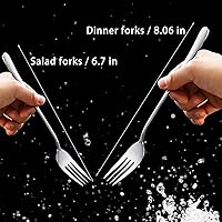 Vista 6 de Juego de tenedores de cena y tenedores de ensalada de 20 piezas, cubiertos de acero inoxidable, juego de tenedores pulidos en espejo, juego