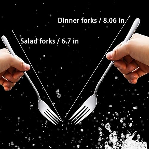 Miniatura 6 de Juego de tenedores de cena y tenedores de ensalada de 20 piezas, cubiertos de acero inoxidable, juego de tenedores pulidos en espejo, juego de