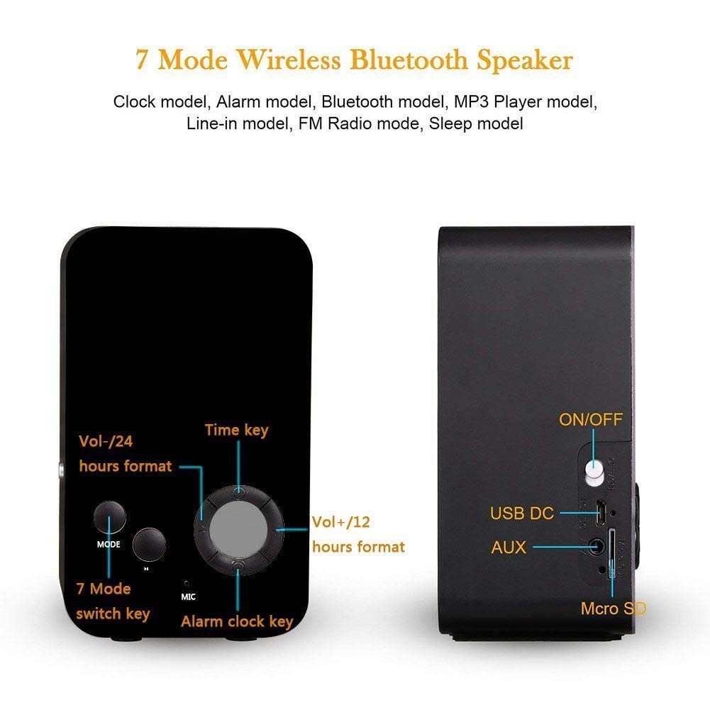 Amazon.co.jp: ポータブルワイヤレススピーカーLEDライトクロック