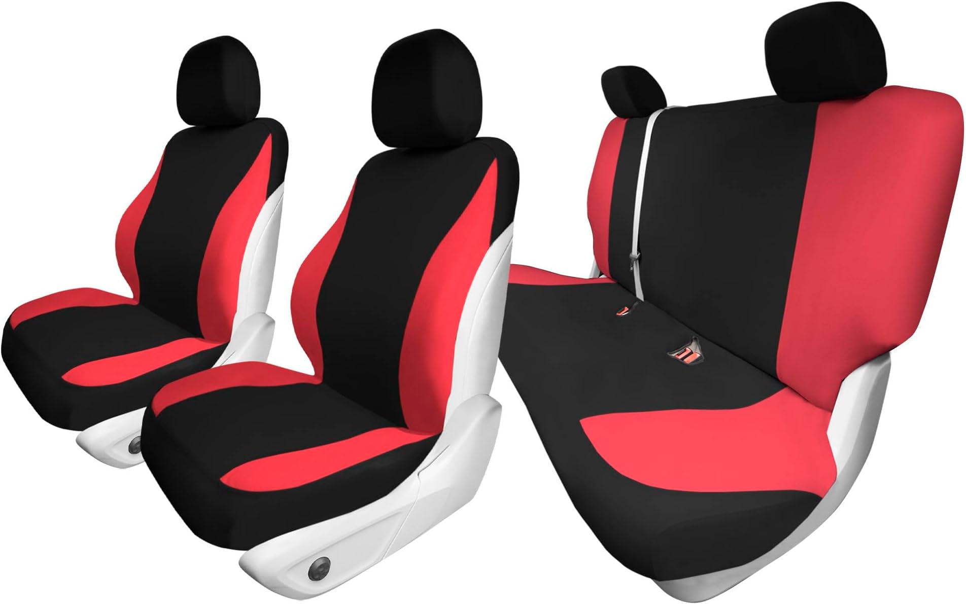 TLH Universal Fit Automotive Seat Covers Red Cloth Car Seat Covers Full Set, Car Seat Protector Interior Accessories Classic Flat Cloth Car Seat Covers fit for Most Cars, Trucks, SUVs or Vans