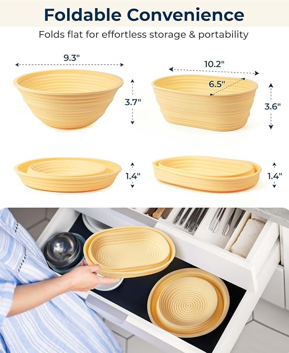 Silicone Banneton Proofing Basket, Complete Sourdough Bread Baking Supplies