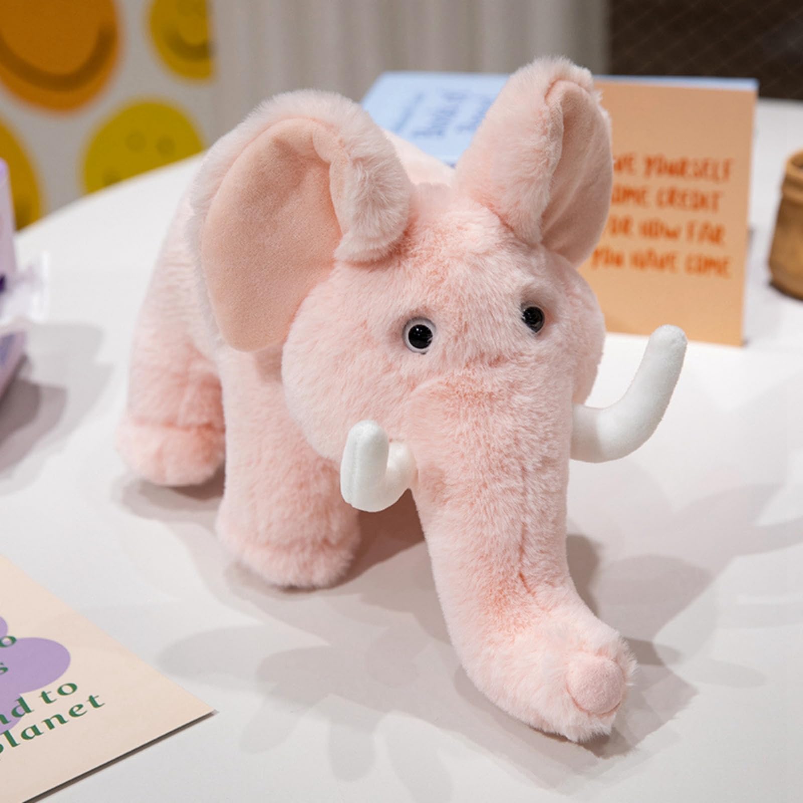 Elefant Kuscheltier, Weiches Kuscheltier in Hellgrau mit Großem Rüssel & Ohren 35/45/60cm, Kawaii Flauschiger Blauer Elefant, Gefülltes Tierfigur, für Kinder Baby Mädchen Jungen (60cm,Rosa)