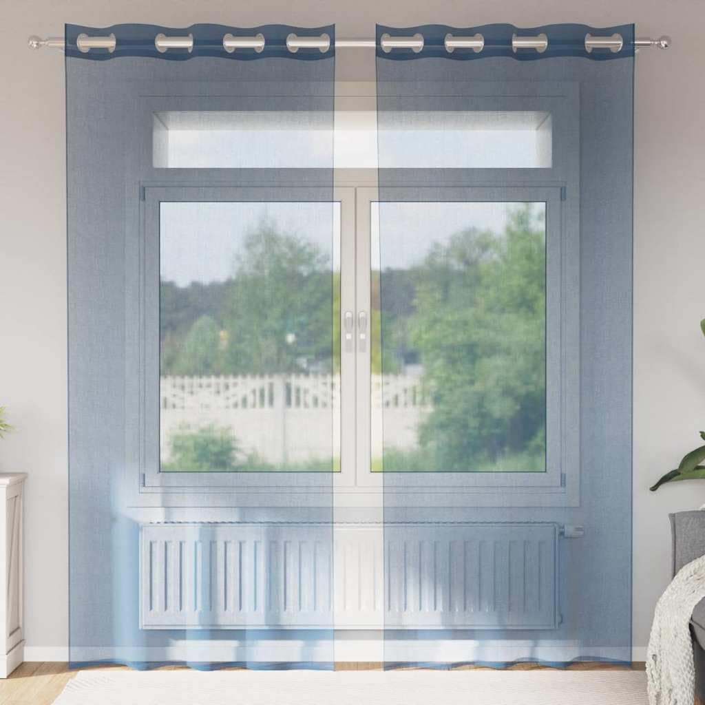 Zasłony z woalu, na przelotkach, 2 sztuki, królewski błękit, 140 x 245 cm, ze 100% poliestru, półprzezroczyste, ochrona przed wzrokiem i słońcem, do salonu, sypialni, kuchni, łatwe do