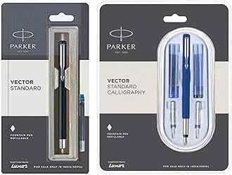 Vector Standard Calligraphy CT Fountain Pen (Blue), 7 Piece Set Vector Standard CT Fountain Pen (Blue Ink), 2 Piece Set