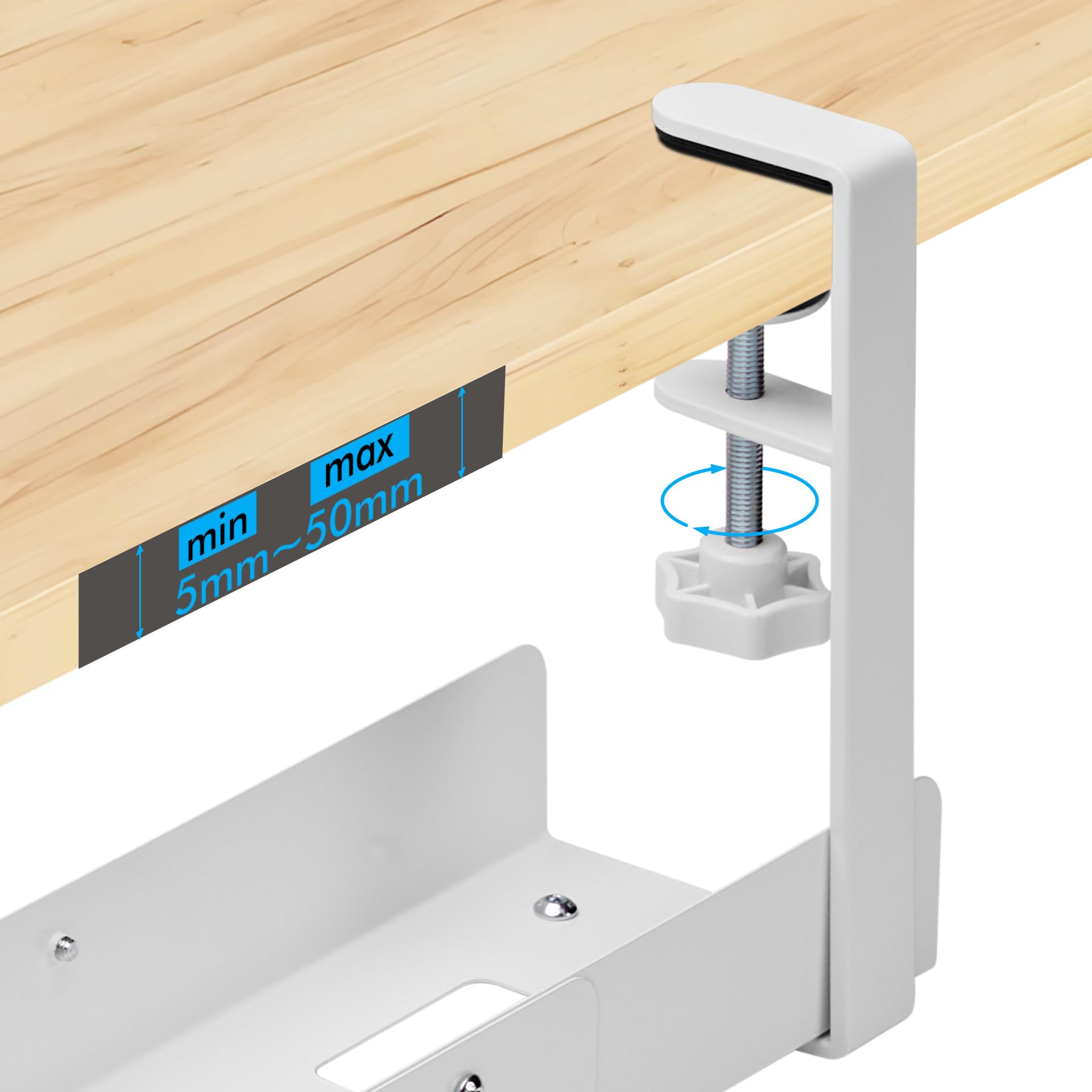 Mimoke Kabelkanal Schreibtisch - 800 bis 1200 mm ausziehbare Kabelwanne Kabelmanagement Schreibtisch mit Zubehör Einfache Klemmmontage (Weiß)
