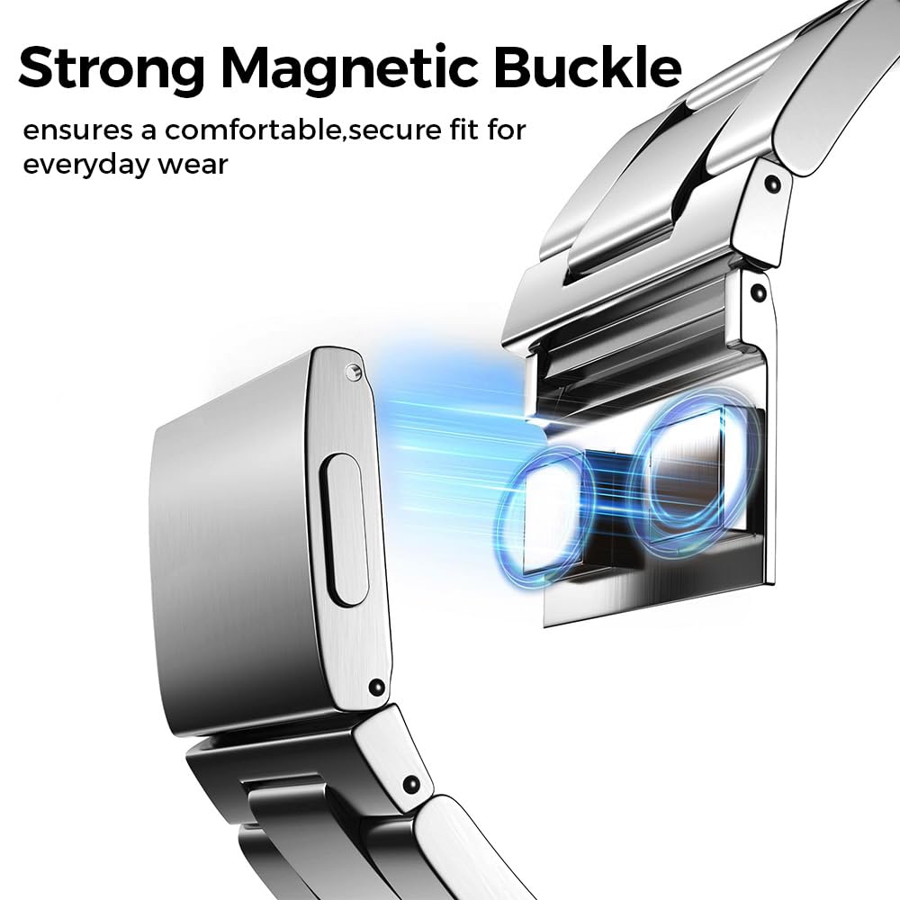 Aucun outil nécessaire, bracelet magnétique en titane compatible avec Pixel Watch 3 45 mm, bracelet de rechange en métal de titane compatible avec Pixel Watch 3 45 mm pour homme, pixel watch 4