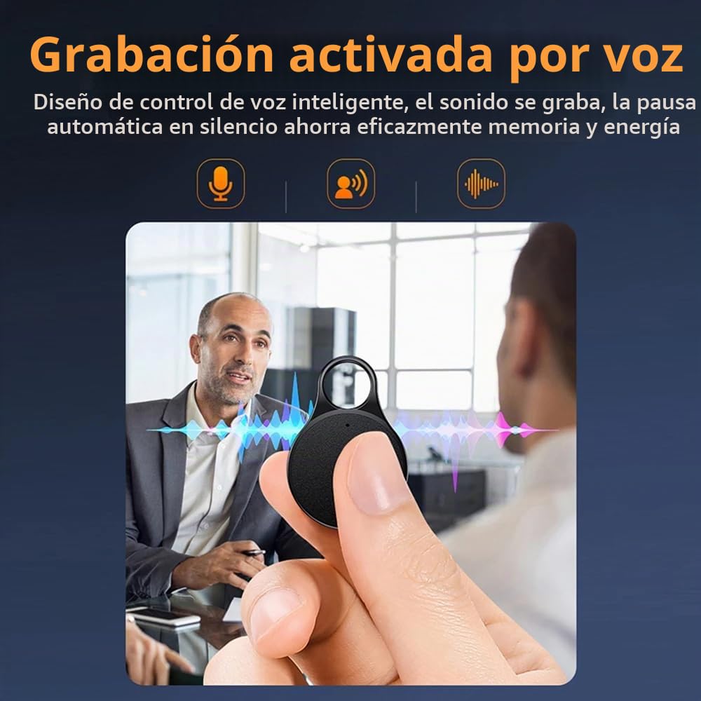 Mini llavero grabador de voz digital de 32 GB, activado por voz, 20 horas, grabación continua, cancelación de ruido, dictáfono de audio digital, MP3, conferencias, reuniones, clases, entrevistas