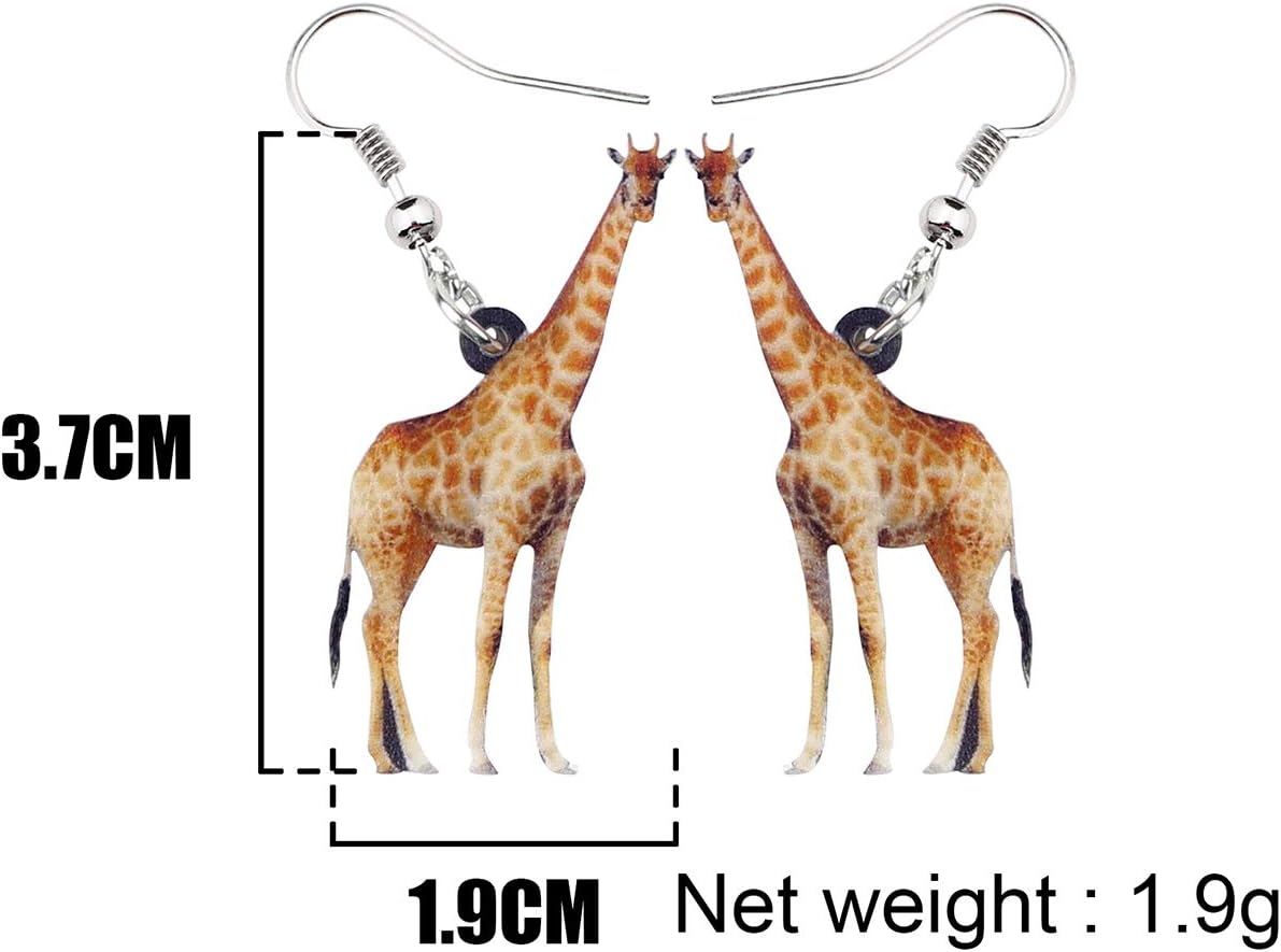 WEVENI Acrylic Colorful Elegant Giraffe Dangle Earrings Novelty Jewelry For Women Ladies Dainty Gift (Beige) - Image 5