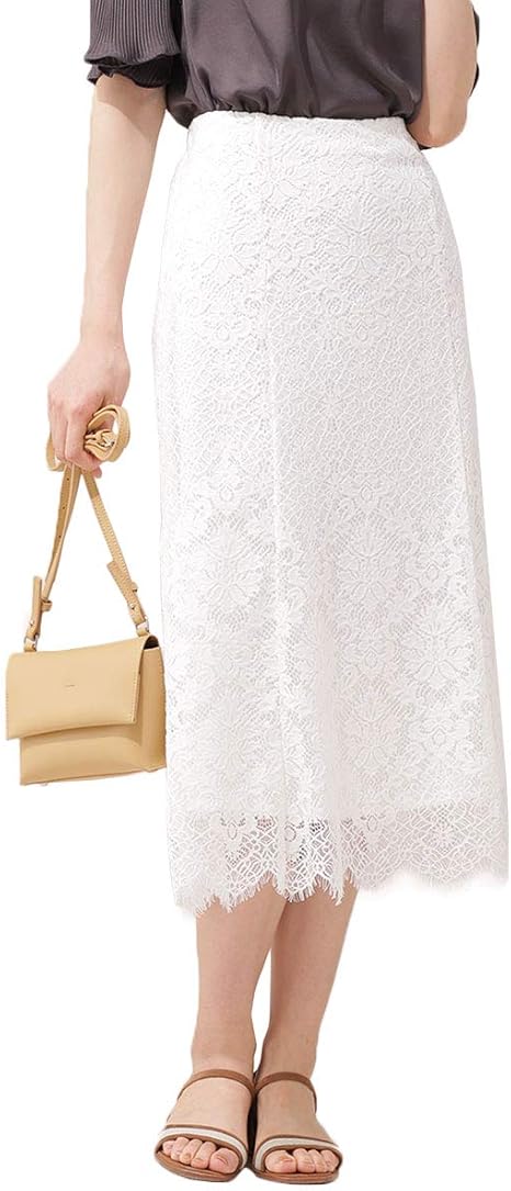 Amazon ナノ ユニバース Nano Universe Web限定 ヘムフレアレーススカート 38 オフホワイト Nano Universe スカート 通販