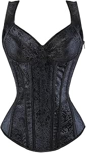 Schwarze Gothic Vollbrust-Corsage mit Trägern