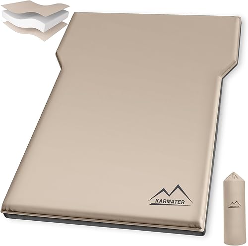 M KARMATER Almohadilla de dormir autoinflable para SUV, 2 pulgadas de grosor de espuma viscoelástica para 2 personas, inflado rápido en 20 segundos,