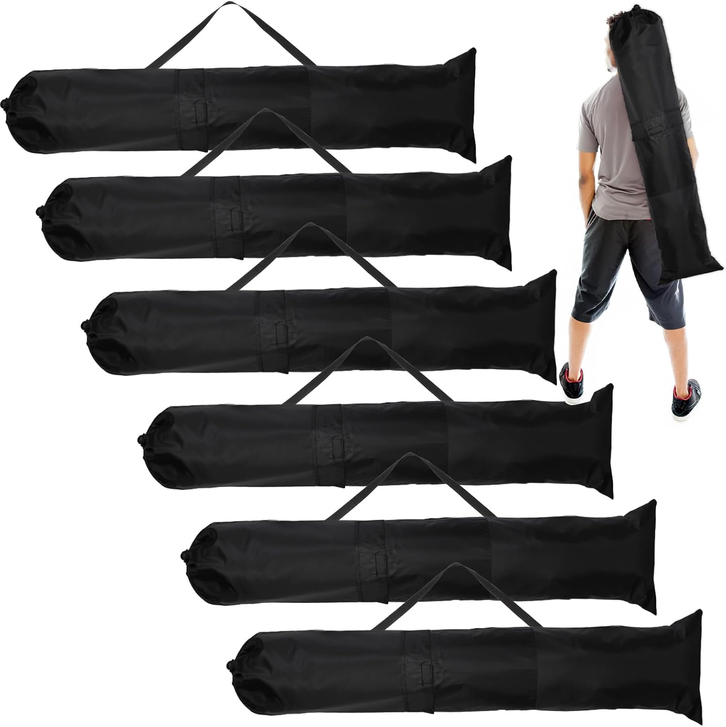 PEUTIER 6pcs 43x9in Camp Chair Replacement Bag, Foldable Folding Chair Storage Bag with Carrying Strap & 2 Pockets Portable Camping Chair Bag for Outdoor Travel (Chair is not Included)