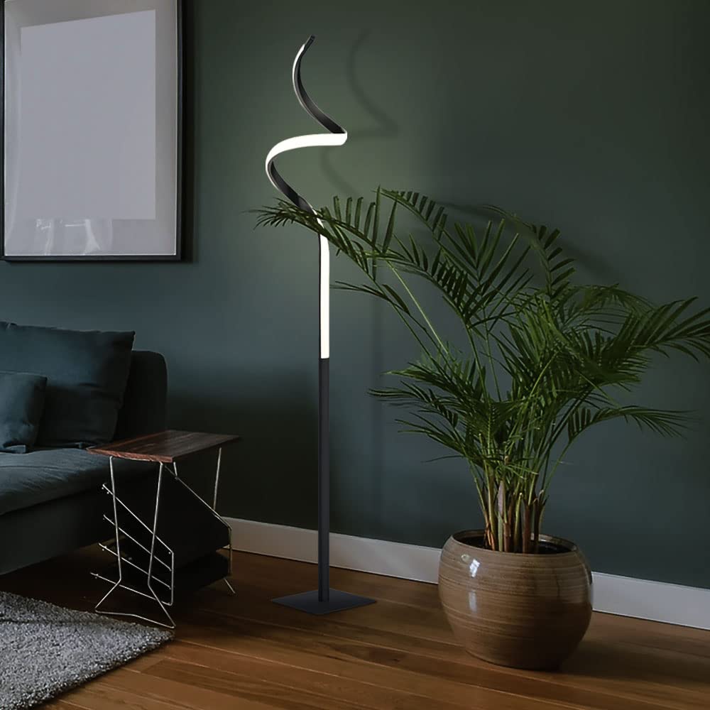Reality Leuchten, lampada da terra LED Course, R42051132, in metallo, con LED da 11 Watt, dimmer switch, nero opaco