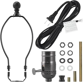 Lamp Rewire Kit Make a Lamp Repair Kits E26 Light Socket Matching Cord Wire Harp Making Supplies Set Lamp Wiring Kit for Table Floor Lamp with All Parts Needed for DIY Lamp Design - Black