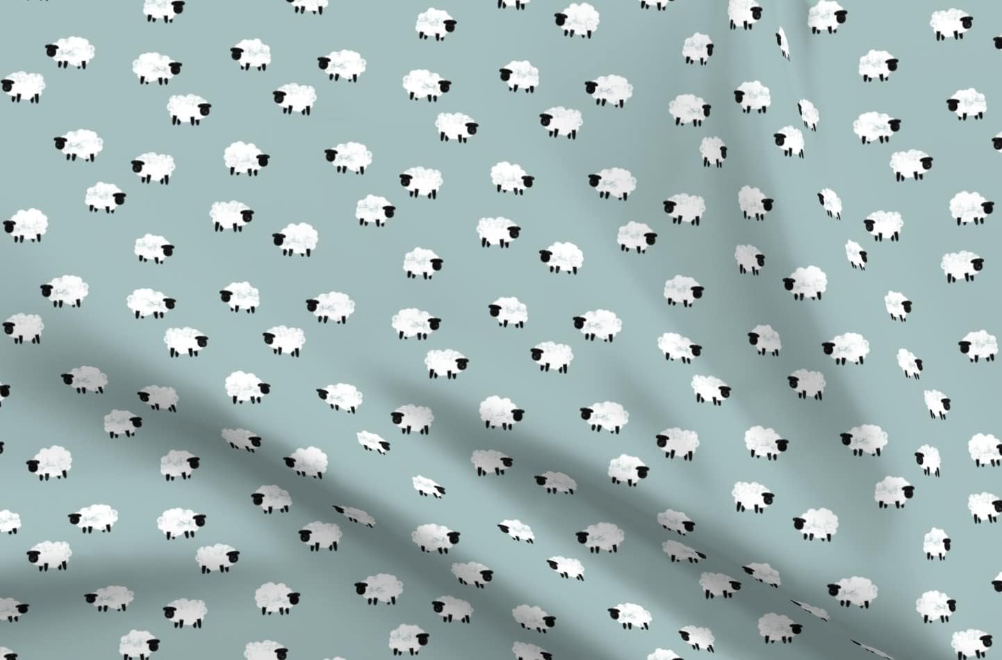Spoonflower Fabric - Small Scale Sheep Lamb Spring Dusty Blue Animal Easter Farm Animals Printed on Petal Signature Cotton Fabric Fat Quarter - Sewing Quilting Apparel Crafts Decor