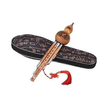 WildCard India Treble C-Key Hulusi Cucurbit Flute Bottle Gourd Silk Bamboo Pipes Chinese Traditional Instrument with Chinese Knot Carry Case for Beginners Musical Gift