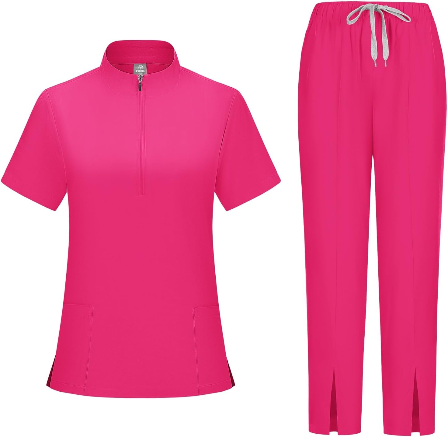 Women Scrubs Sets Stretch Tops with Pockets & Cargo Pants Jogger Nurse Work Uniform Quick Drying