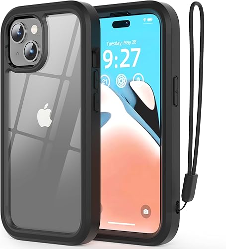 WXR Compatible con iPhone 15, parachoques de silicona suave y parte trasera de policarbonato duro transparente e interior de policarbonato duro,