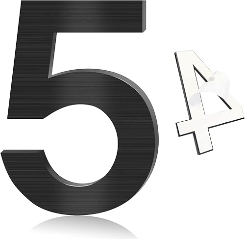 Vista 8 de Número de casa de acero inoxidable, números de casa autoadhesivos de 5 pulgadas, números de casa modernos de metal cepillado, número de decoración