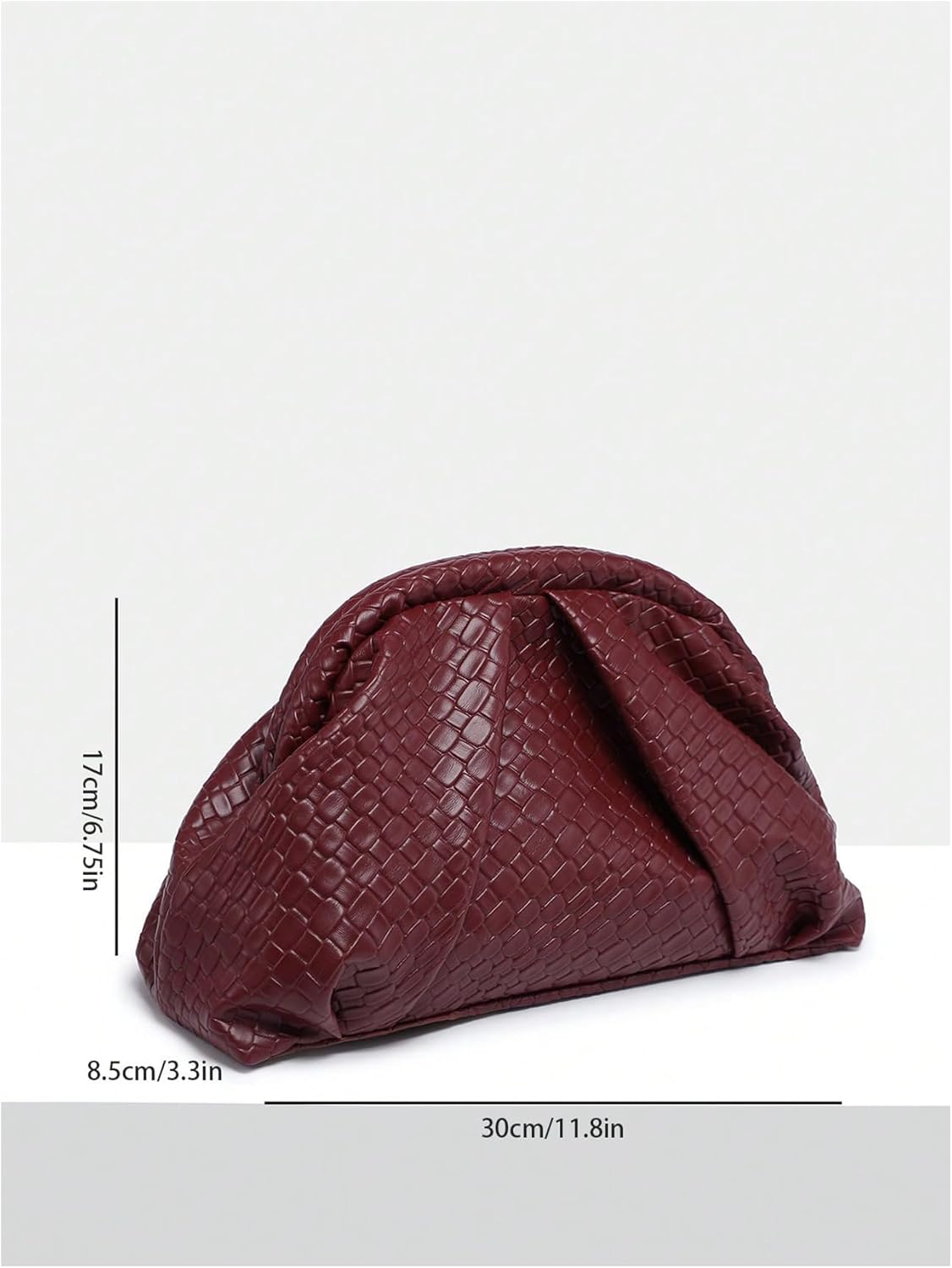 OYOANGLE Women's Minimalist Woven Leather Clutch Purses Textured Kiss Lock Pleated Vintage Evening Handbags - Image 6