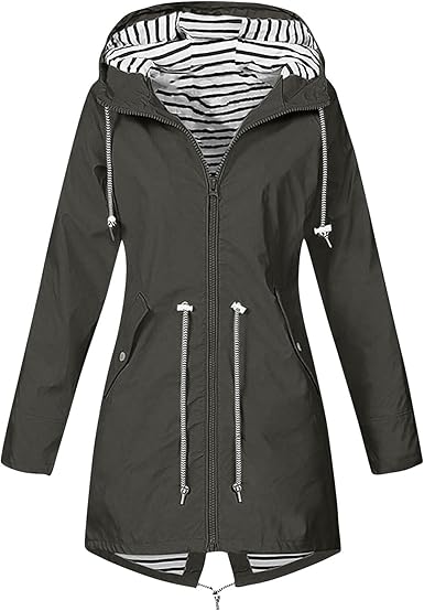 OIOLOYJM Yellow Rain Jacket Womens Waterproof with Hood Light Weight Jackets for Women Casual Fall Winter Plus Size Raincoat