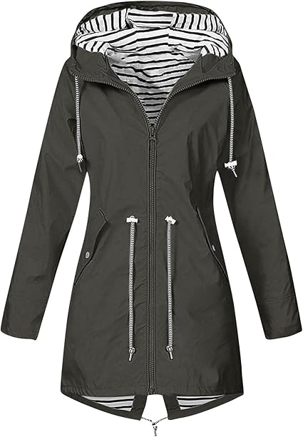 OIOLOYJM Yellow Rain Jacket Womens Waterproof with Hood Light Weight Jackets for Women Casual Fall Winter Plus Size Raincoat